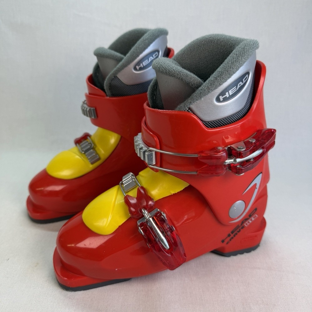 Head Carve HT2 Kids Ski Boots Mondo 20.5‎ - Size 2.5 Red Yellow
